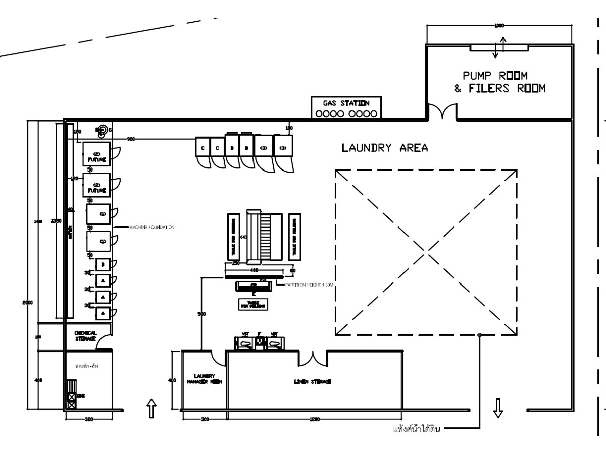 Laundry layout plan prepared by K.A. Supply Service